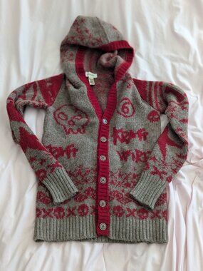 Diesel Black Mohair Alpaca Skull Cardigan S